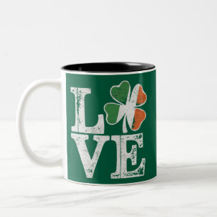 St Patricks Day Liebe Glücklicher Irischer Kleebla Zweifarbige Tasse