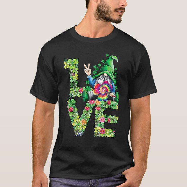 St Patricks Day Liebe Gnome Liebe Kleeblatt Clover T-Shirt (Vorderseite)