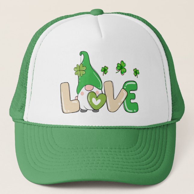 St Patrick's Day Liebe Gnome Truckerkappe (Vorderseite)