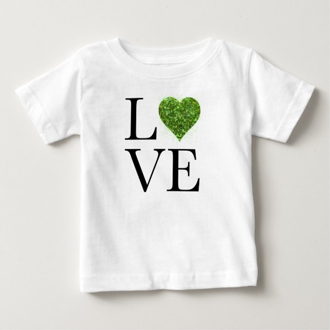 St. Patrick's Day | LIEBE | Grün glitzerndes Herz Baby T-shirt (Vorderseite)