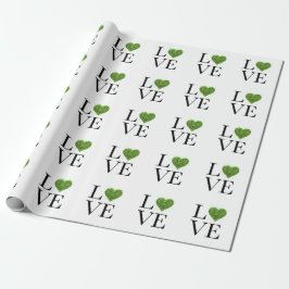 St. Patrick's Day | LIEBE | Grün glitzerndes Herz Geschenkpapier