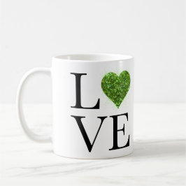 St. Patrick's Day | LIEBE | Grün glitzerndes Herz Kaffeetasse