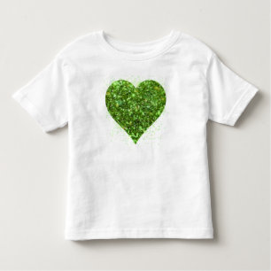 St. Patrick's Day   LIEBE   Grün glitzerndes Herz Kleinkind T-shirt