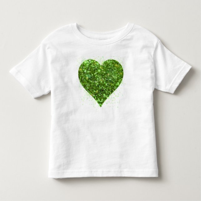 St. Patrick's Day | LIEBE | Grün glitzerndes Herz Kleinkind T-shirt (Vorderseite)