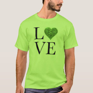St. Patrick's Day   LIEBE   Grün glitzerndes Herz T-Shirt