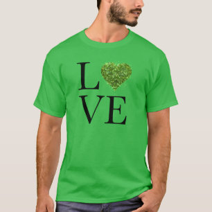 St. Patrick's Day   LIEBE   Grün glitzerndes Herz T-Shirt