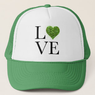 St. Patrick's Day   LIEBE   Grün glitzerndes Herz Truckerkappe