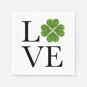 St. Patrick's Day - Liebe Kleeblatt für grünen G Serviette
