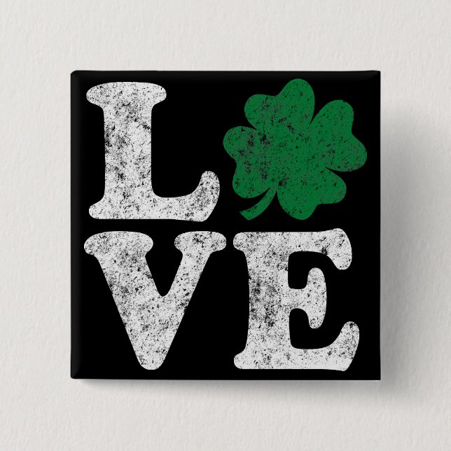 St Patrick's Day LIEBE Kleeblatt Irish Button (Vorderseite)