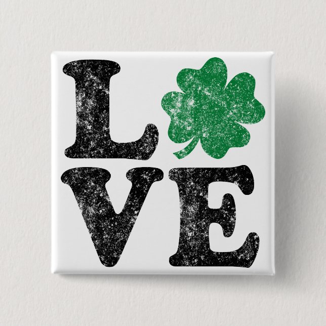 St Patrick's Day LIEBE Kleeblatt Irish Button (Vorderseite)