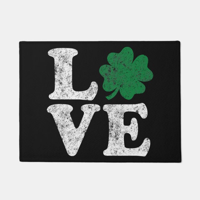 St Patrick's Day LIEBE Kleeblatt Irish Fußmatte (Vorderseite)