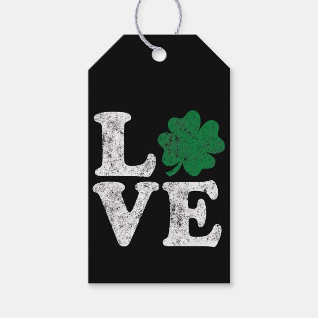 St Patrick's Day LIEBE Kleeblatt Irish Geschenkanhänger (Vorderseite)