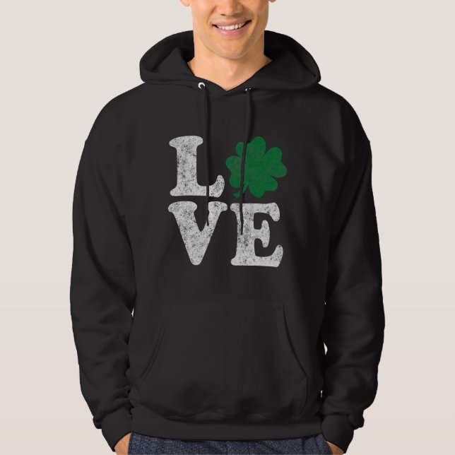 St Patrick's Day LIEBE Kleeblatt Irish Hoodie (Vorderseite)