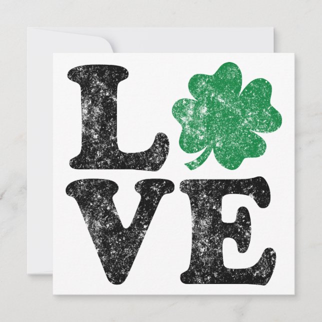 St Patrick's Day LIEBE Kleeblatt Irish Karte (Vorderseite)