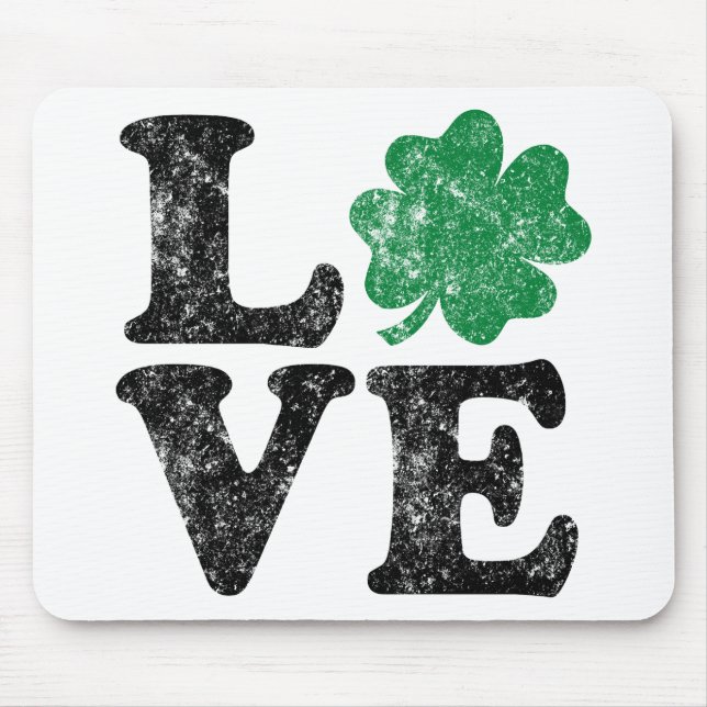 St Patrick's Day LIEBE Kleeblatt Irish Mousepad (Vorne)