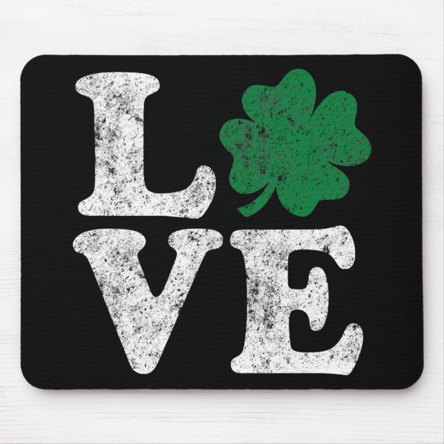 St Patrick's Day LIEBE Kleeblatt Irish Mousepad (Vorne)