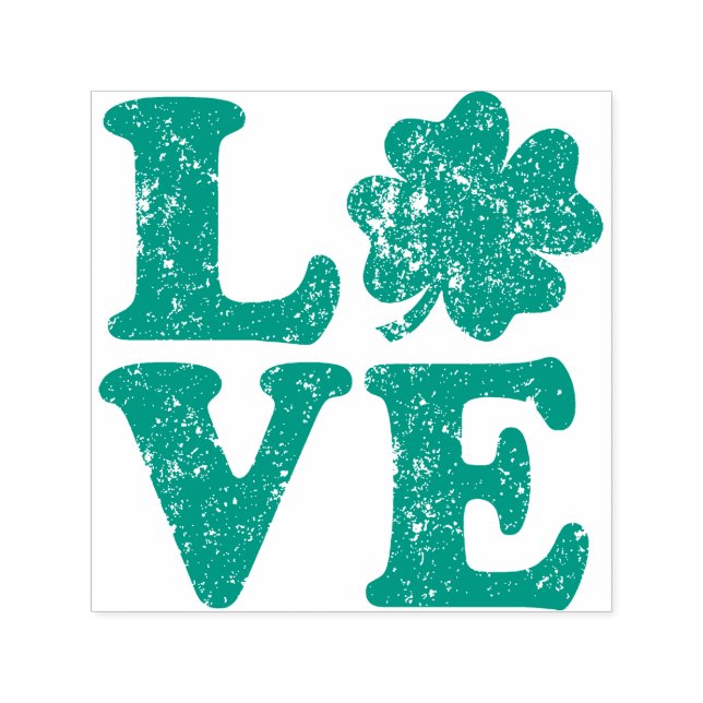 St Patrick's Day LIEBE Kleeblatt Irish Permastempel (Design)