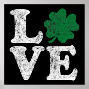 St Patrick's Day LIEBE Kleeblatt Irish Poster