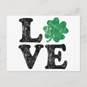St Patrick's Day LIEBE Kleeblatt Irish Postkarte