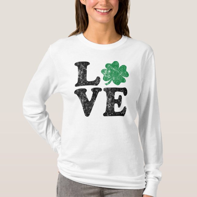 St Patrick's Day LIEBE Kleeblatt Irish T-Shirt (Vorderseite)