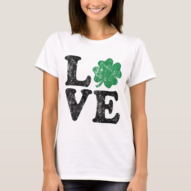 St Patrick's Day LIEBE Kleeblatt Irish T-Shirt (Vorderseite)