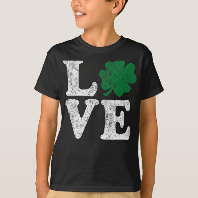 St Patrick's Day LIEBE Kleeblatt Irish T-Shirt (Vorderseite)