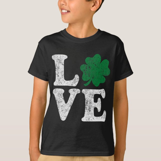 St Patrick's Day LIEBE Kleeblatt Irish T-Shirt (Vorderseite)