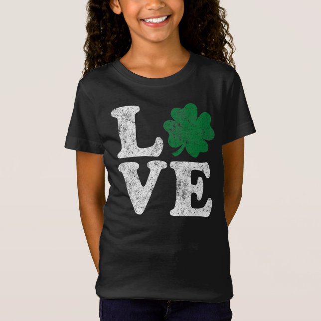 St Patrick's Day LIEBE Kleeblatt Irish T-Shirt (Vorderseite)