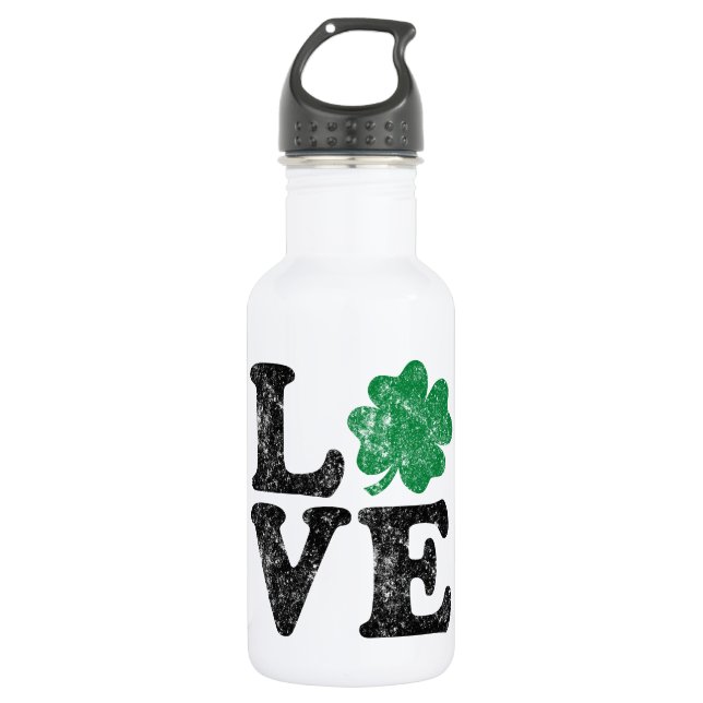 St Patrick's Day LIEBE Kleeblatt Irish Trinkflasche (Vorderseite)
