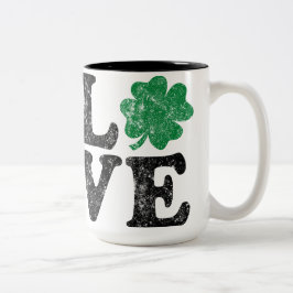 St Patrick's Day LIEBE Kleeblatt Irish Zweifarbige Tasse
