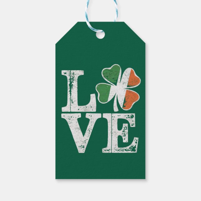 St Patricks Day Liebe Lucky Irish Kleeblatt Green Geschenkanhänger (Rückseite)