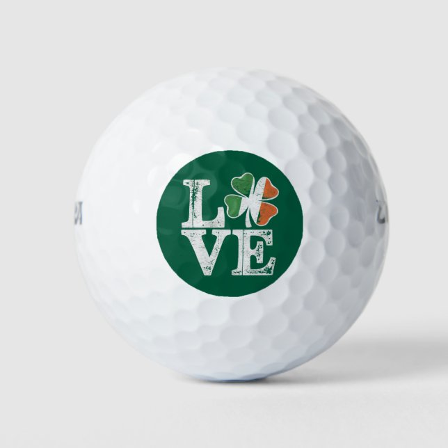 St Patricks Day Liebe Lucky Irish Kleeblatt Green Golfball (Vorderseite)