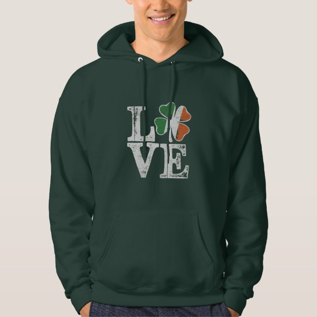 St Patricks Day Liebe Lucky Irish Kleeblatt Green Hoodie (Vorderseite)