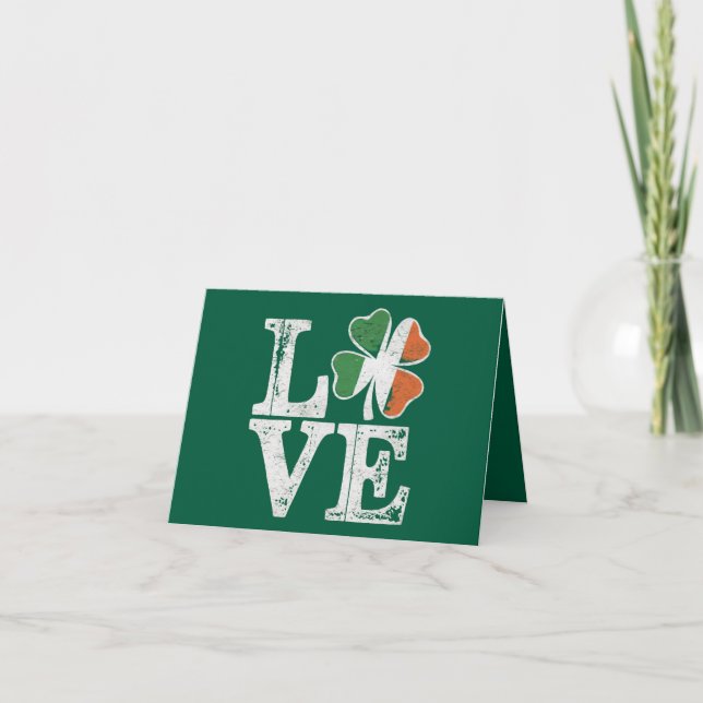 St Patricks Day Liebe Lucky Irish Kleeblatt Green Karte (Vorderseite)