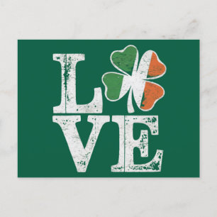 St Patricks Day Liebe Lucky Irish Kleeblatt Green Postkarte