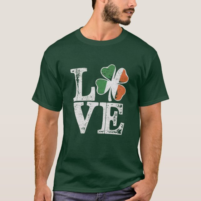 St Patricks Day Liebe Lucky Irish Kleeblatt Green T-Shirt (Vorderseite)