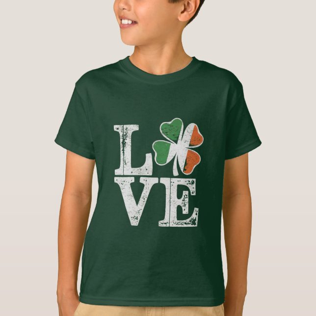 St Patricks Day Liebe Lucky Irish Kleeblatt Green T-Shirt (Vorderseite)