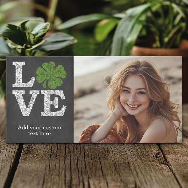 St Patricks Day LIEBE mit Kleeblatt (Custom Photo Card)