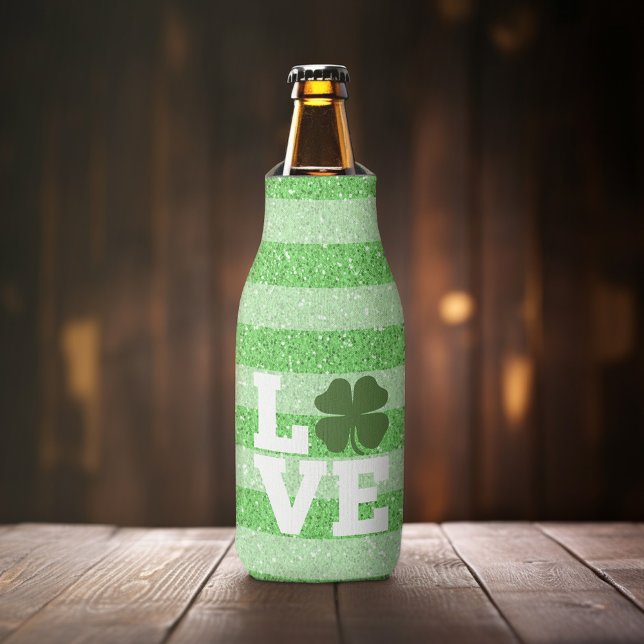 St Patricks Day LIEBE mit Kleeblatt Flaschenkühler (St. Patrick's Day Bottle Cooler)