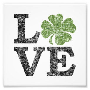 St Patricks Day LIEBE mit Kleeblatt Fotodruck