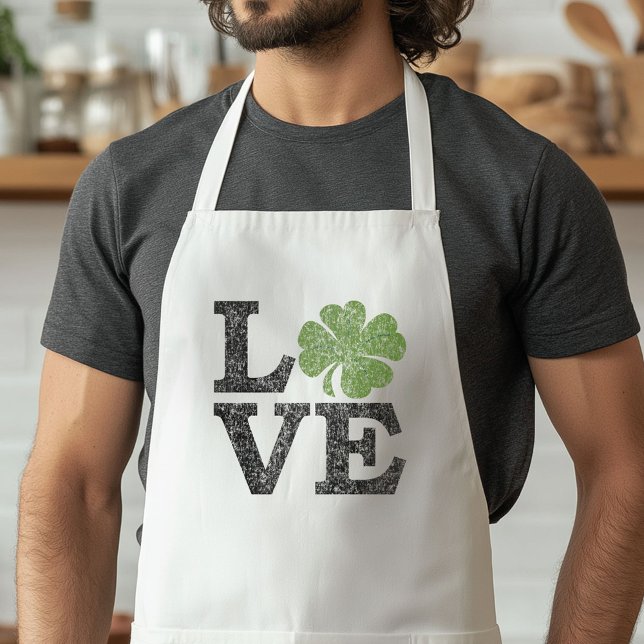 St Patricks Day LIEBE mit Kleeblatt Schürze (St. Patrick's Day Apron)