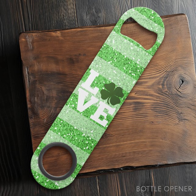 St Patricks Day LIEBE mit Kleeblatt Speedflaschenöffner (Custom Bar Key)
