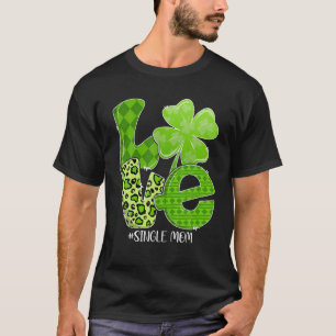 St. Patrick's Day Liebe Single Mama Kariert Leopar T-Shirt