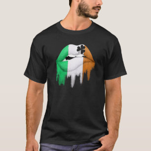 St Patricks Day Lip Irish Ireland Flag Lucky Shamr T-Shirt