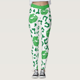 St. Patrick's Day Lips Kiss Green Kleeblatt Clover Leggings