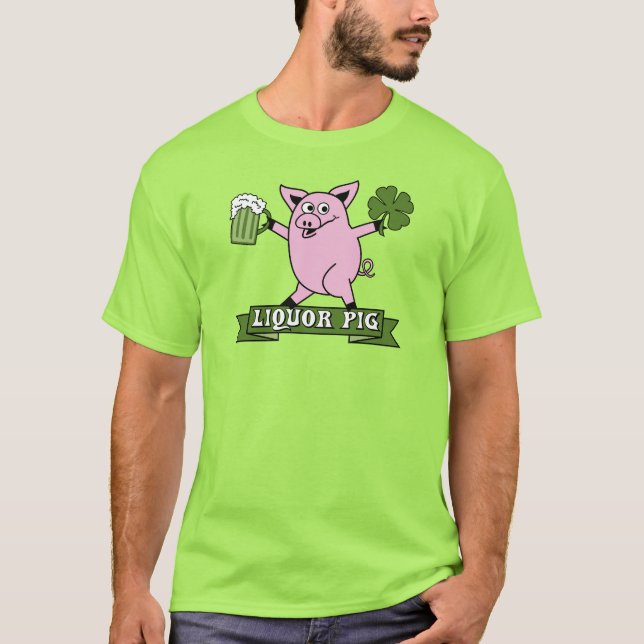 St Patricks Day Liquor Pig T-Shirt (Vorderseite)