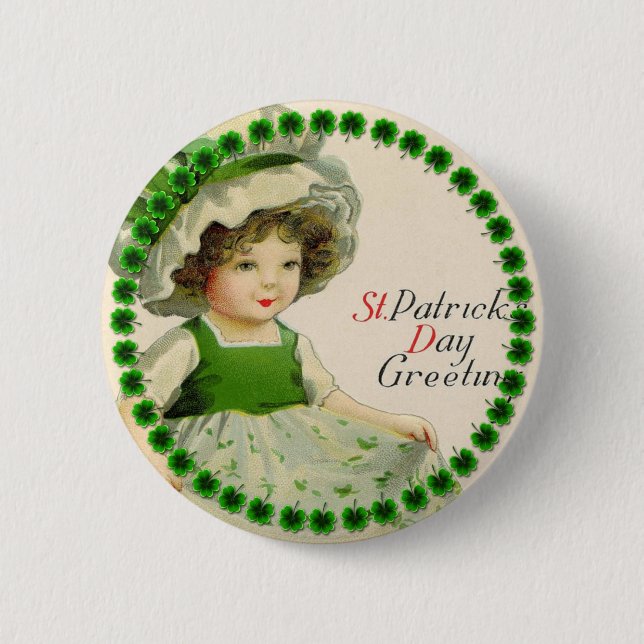 St Patrick's Day Little Irish Girl Button (Vorderseite)