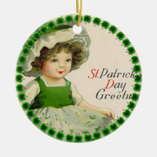 St Patrick's Day Little Irish Girl Keramik Ornament