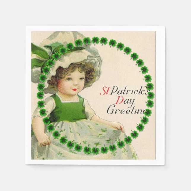 St Patrick's Day Little Irish Girl Serviette (Vorderseite)