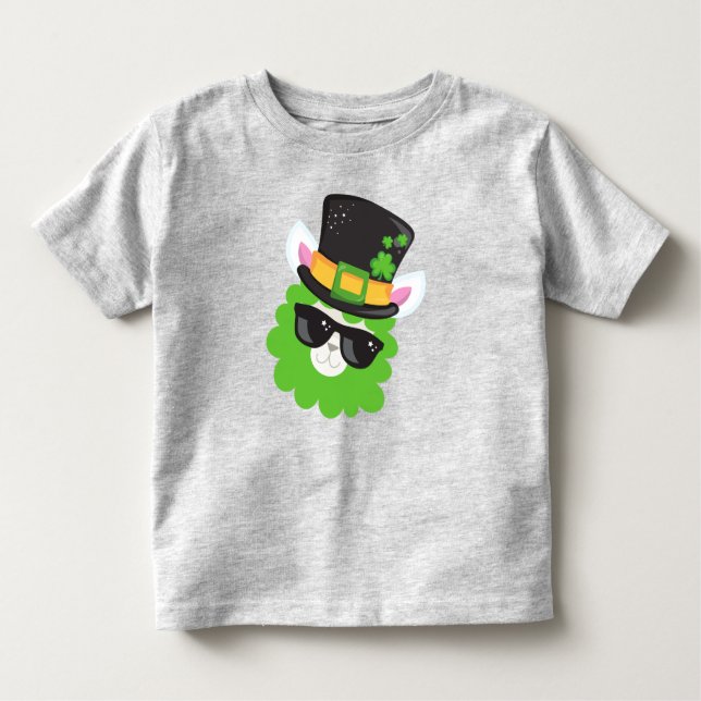St. Patrick's Day, Llama, Alpaca, Leprechaun Hat Kleinkind T-shirt (Vorderseite)